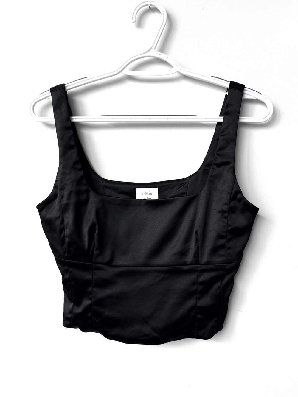 Wilfred Structured Black Square-Neck Crop Camisole